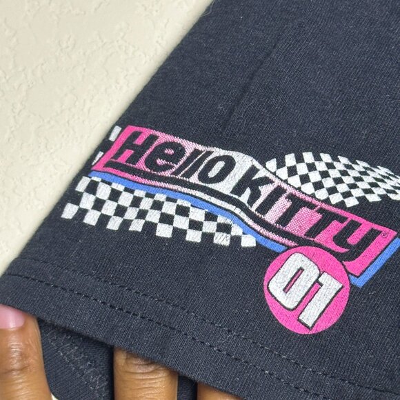 Hello Kitty Graphic T Shirt Women L Black Tokyo Japanese Kawaii Race Car Pink - Picture 5 of 11